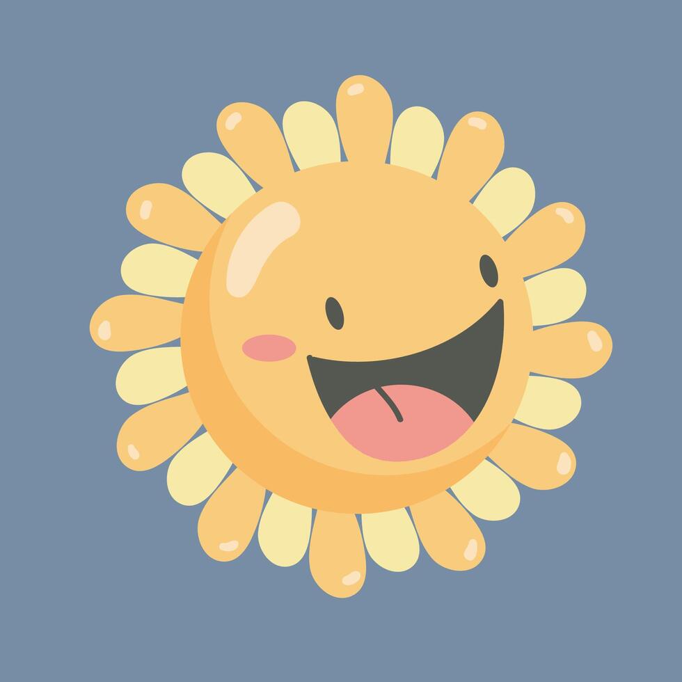 smile sun character in flat design. vector