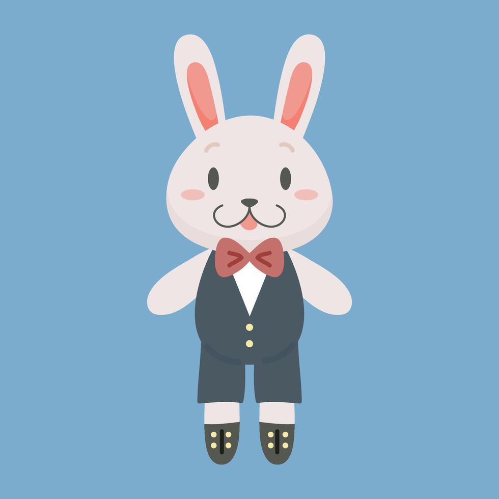 cute bunny boy in flat design vector