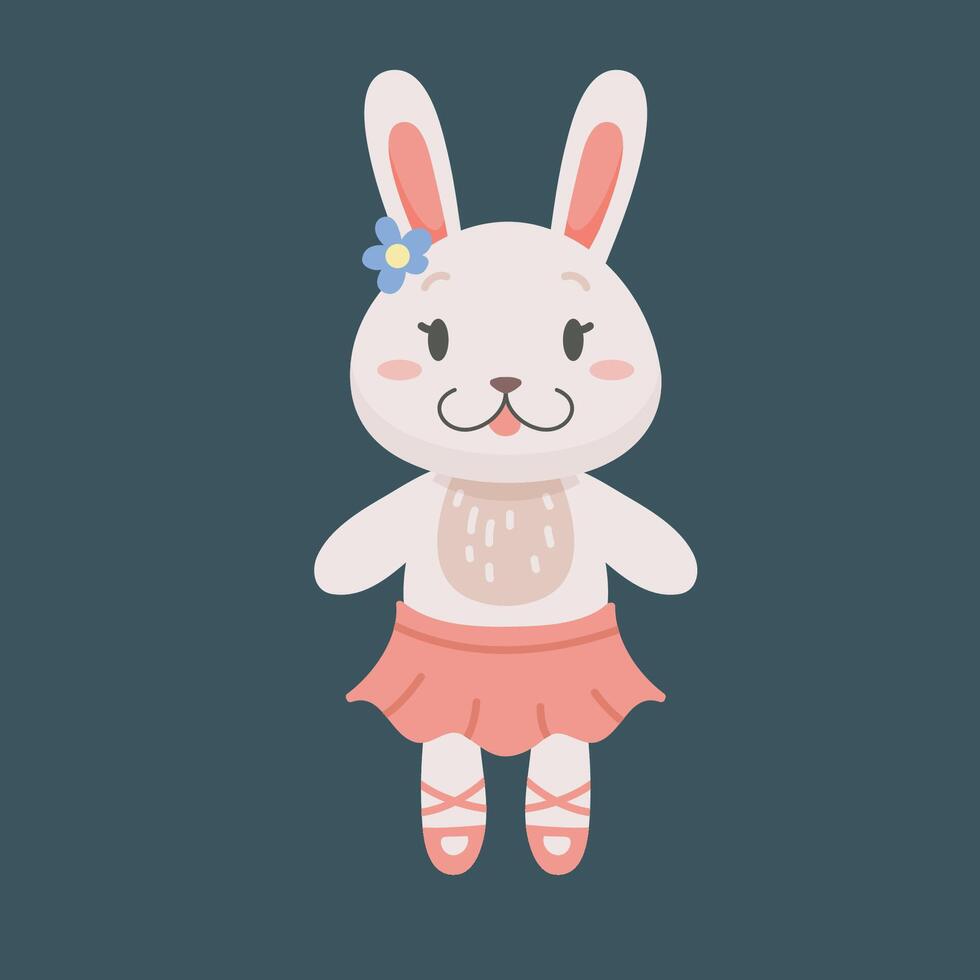 cute girl bunny character in flat design vector