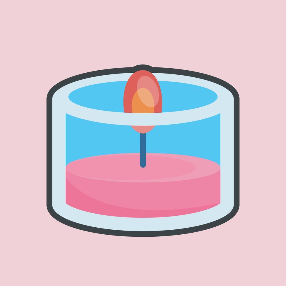 candle light in the glass with outline flat design vector