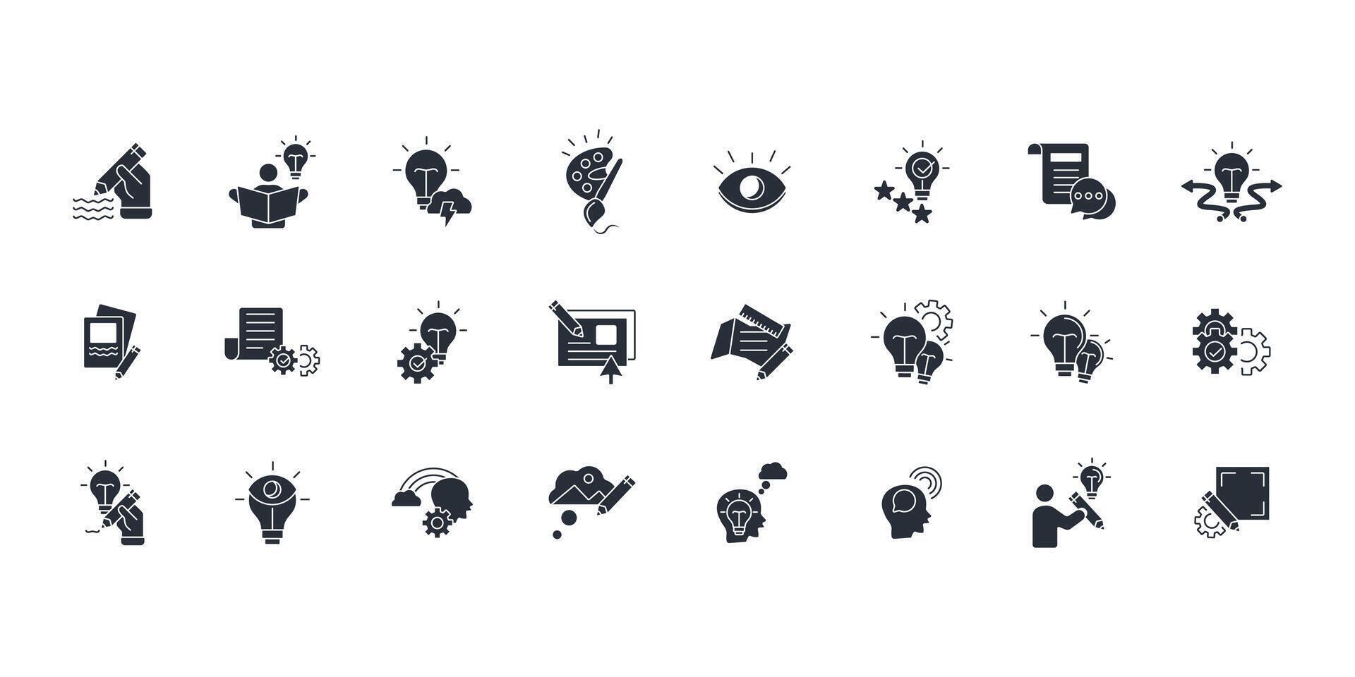 Creativity icon flat set vector