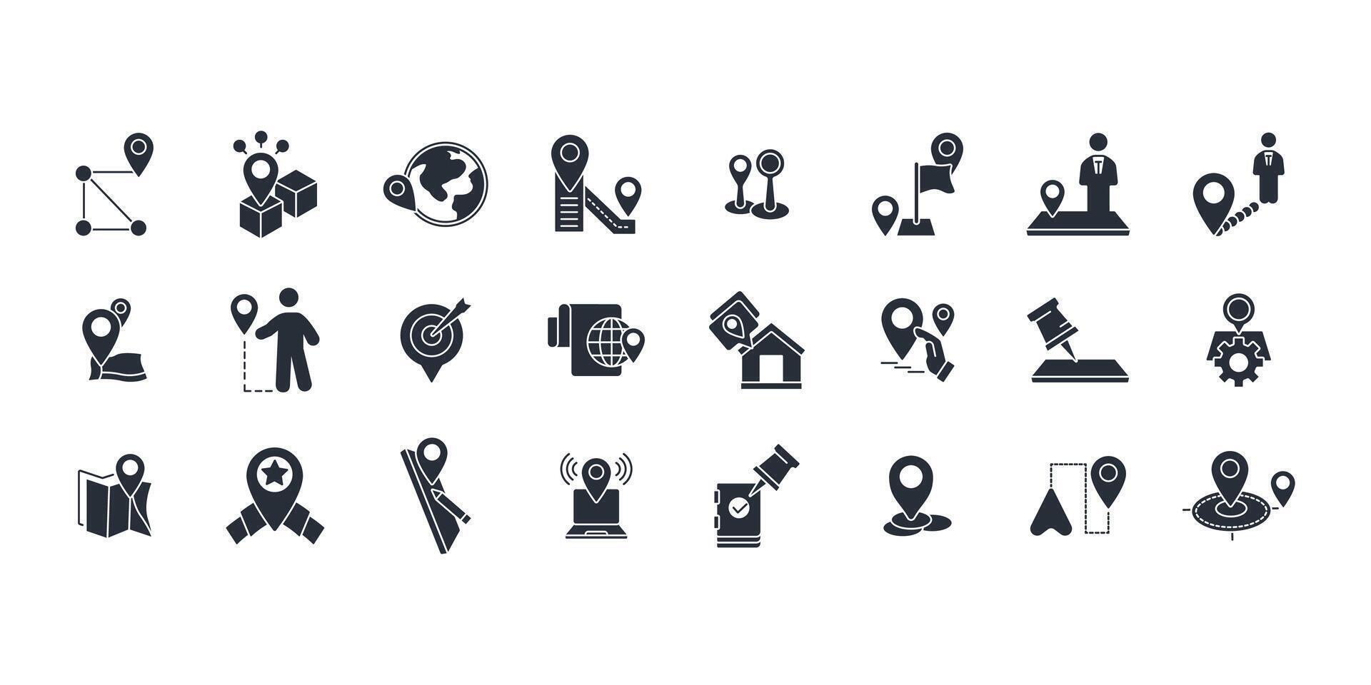Map pin icon set flat vector