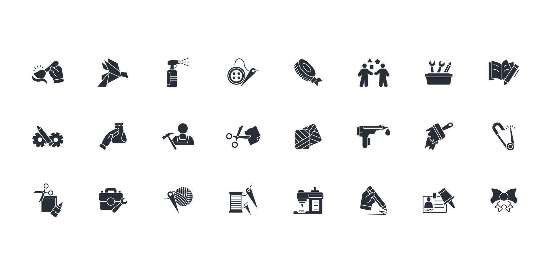 Crafting icon flat set vector
