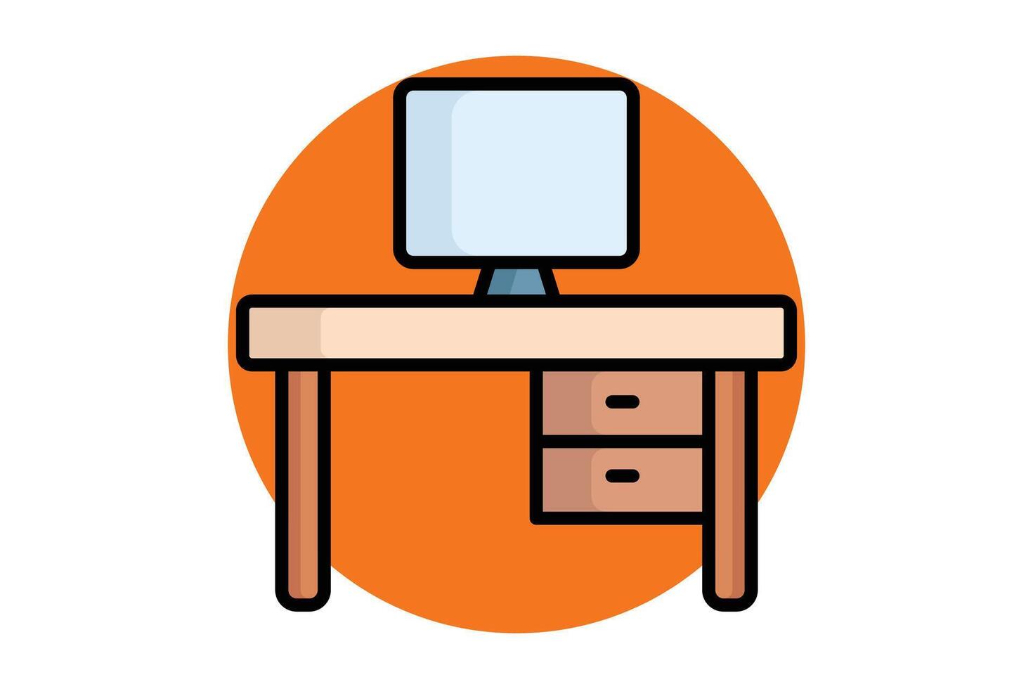 Desk icon. colored outline icon style. icon related to furniture. furniture elements illustration vector