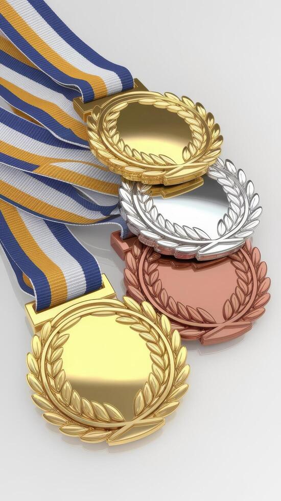 Set of medals on white background 3d illustration photo
