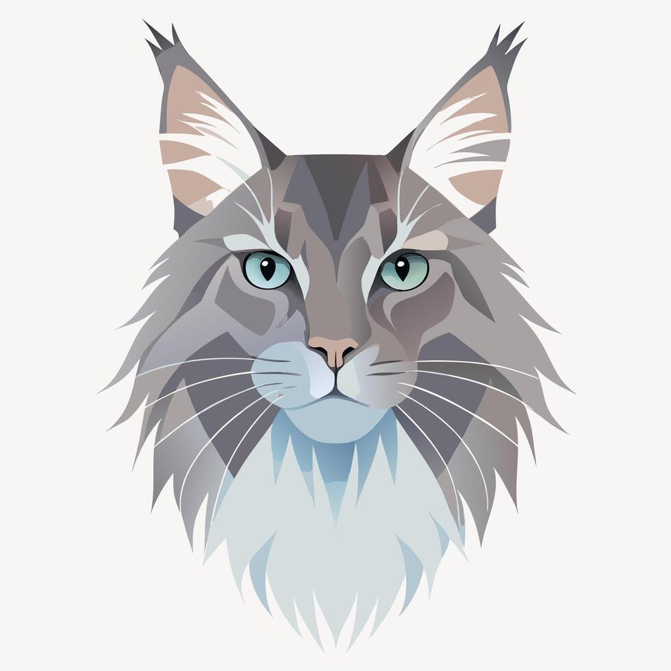 a cat's head with blue eyes on a white background vector