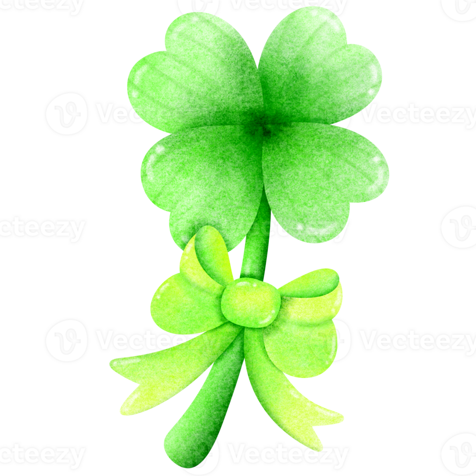 a green clover with a bow on it png