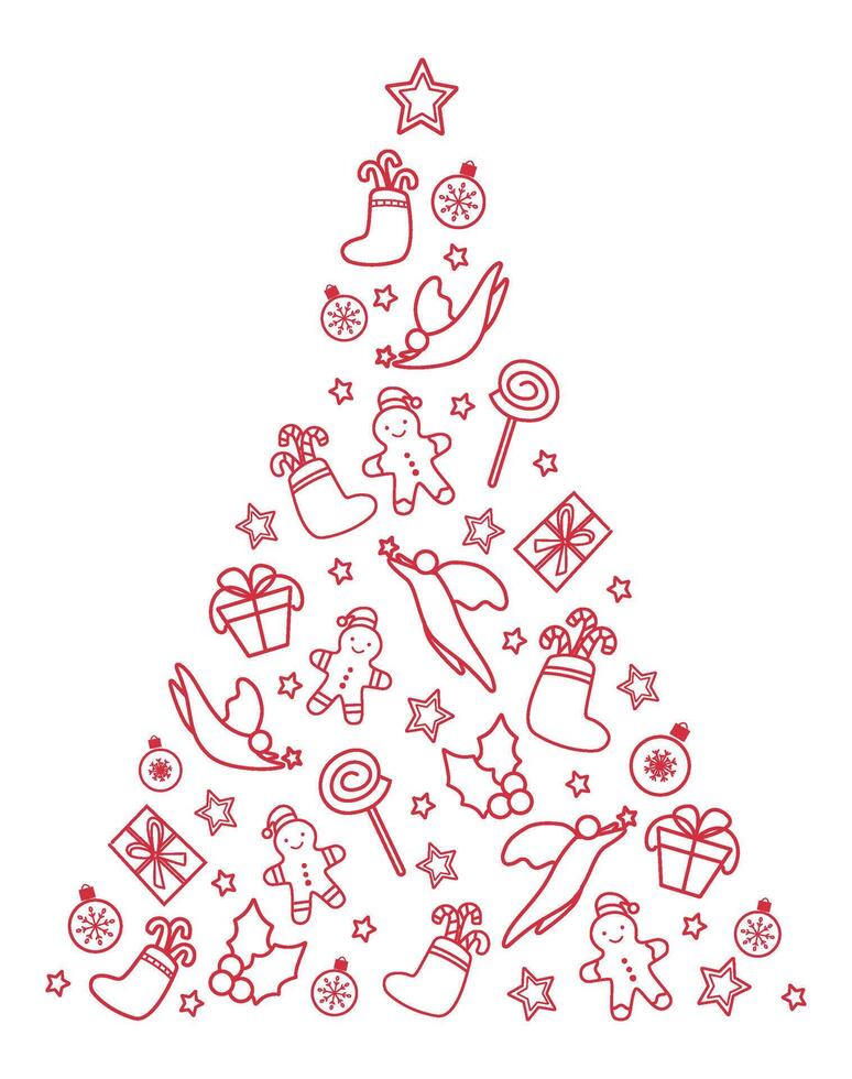 Winter holidays illustration with decorative Christmas elements. Happy New Year icon vector