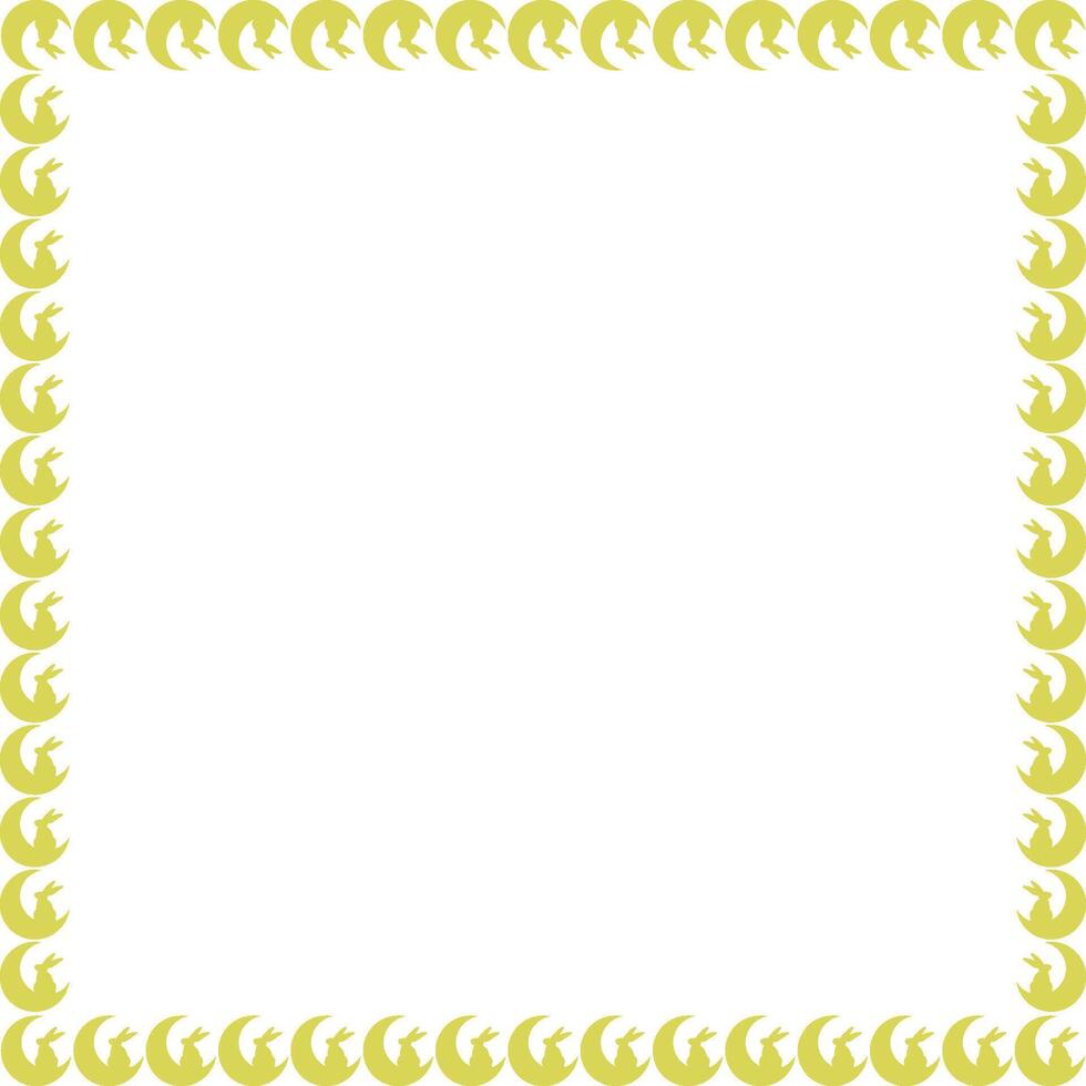 Cute spring Easter bunnies empty frame. Simple border of a rabbit sitting on the moon. Baby shower design vector