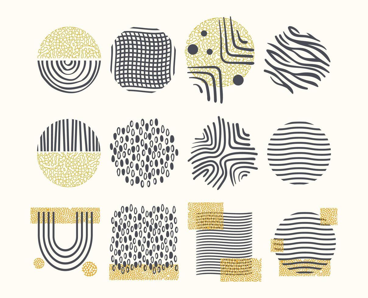 Set of hand drawn various shapes and doodle objects. Abstract contemporary modern trendy illustration vector