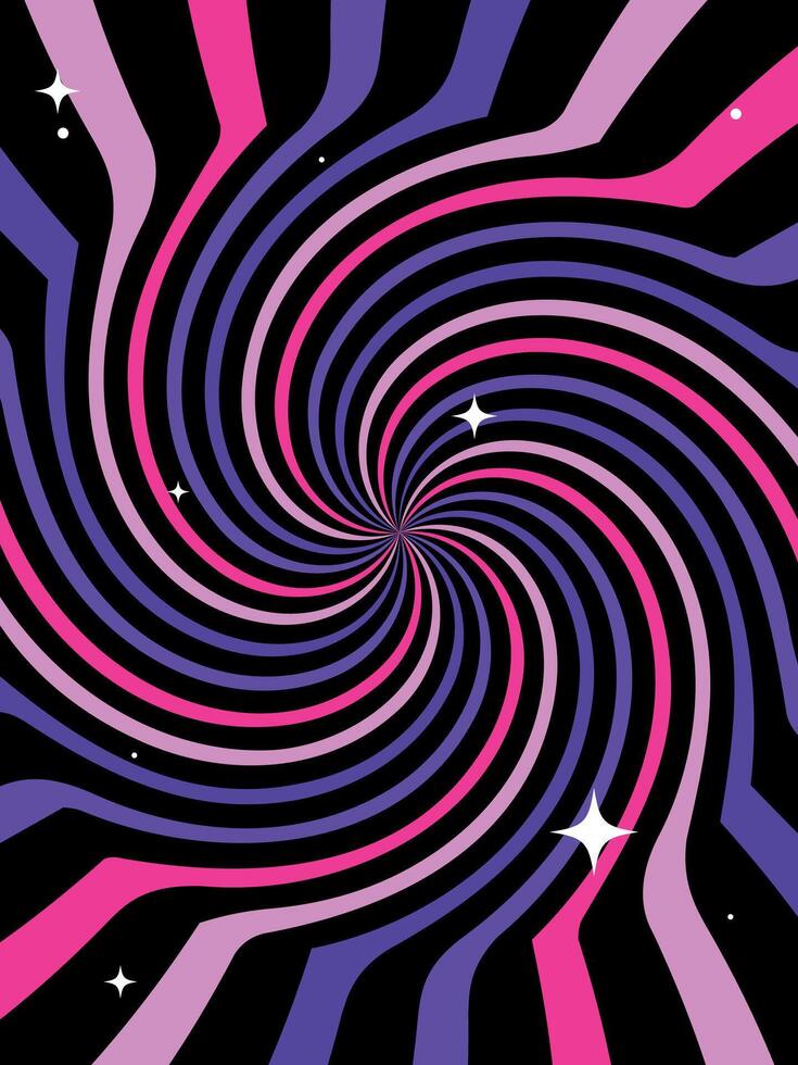 Abstract retro wallpaper, circle spiral shape, pink and black background vector