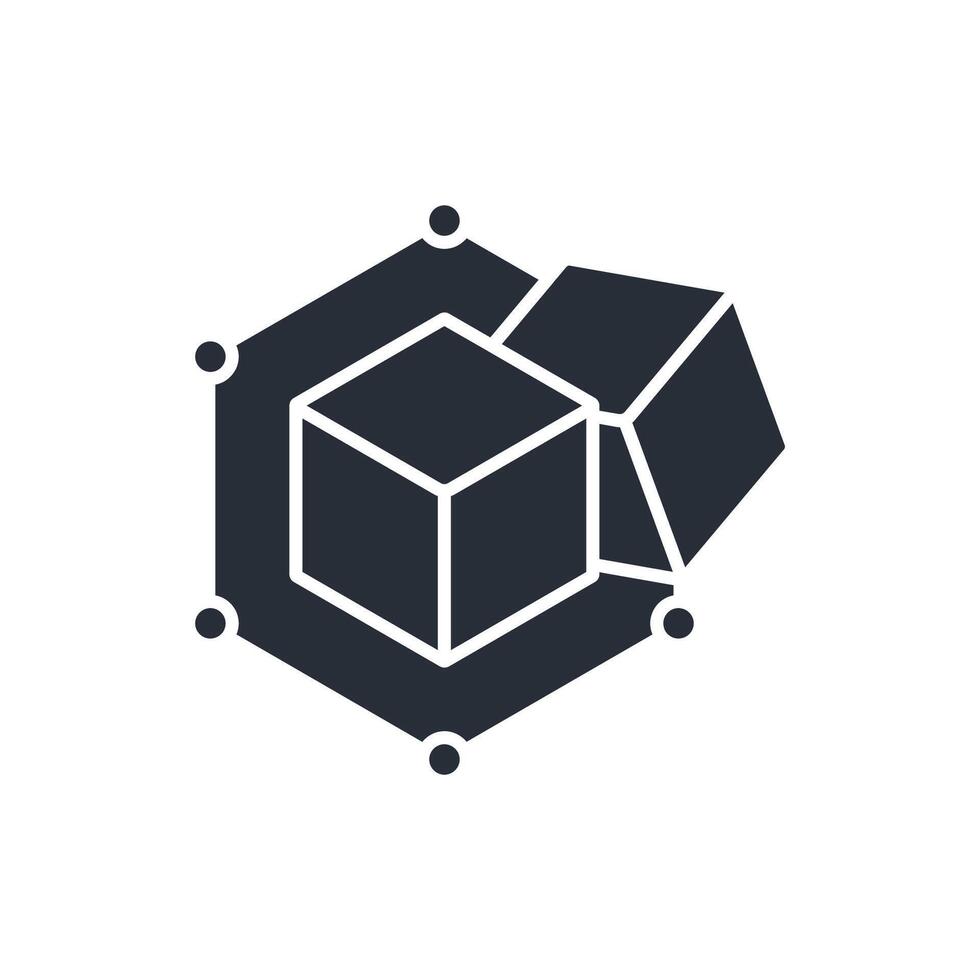 Blockchain icons isolated flat vector