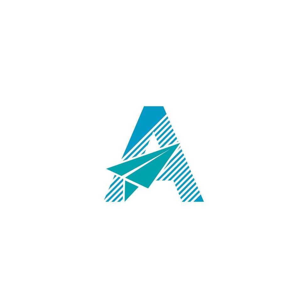 Creative letter A with combination flight paper logo design vector