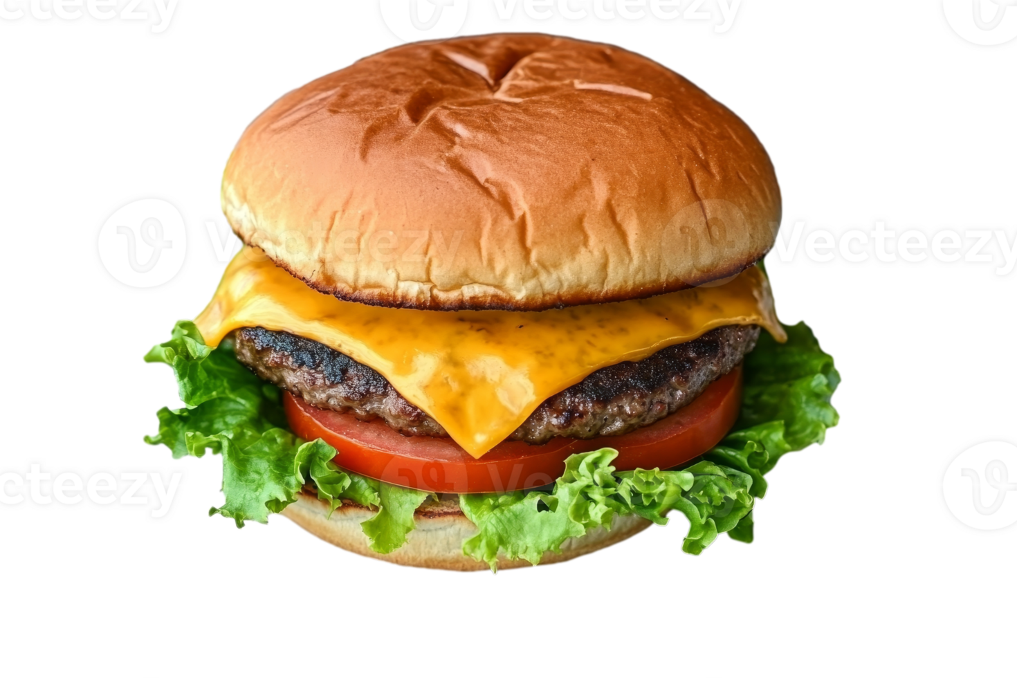 Cheeseburger delight featuring melted cheddar and fresh veggies png