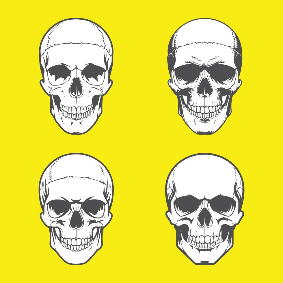 Set of high quality skull silhouette vector