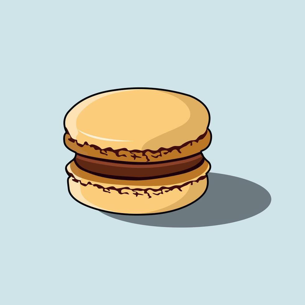 A Sweet Lemon Macaron Or Macaroon Soft Glossy Finish Chocolate Cream Filling Illustration vector