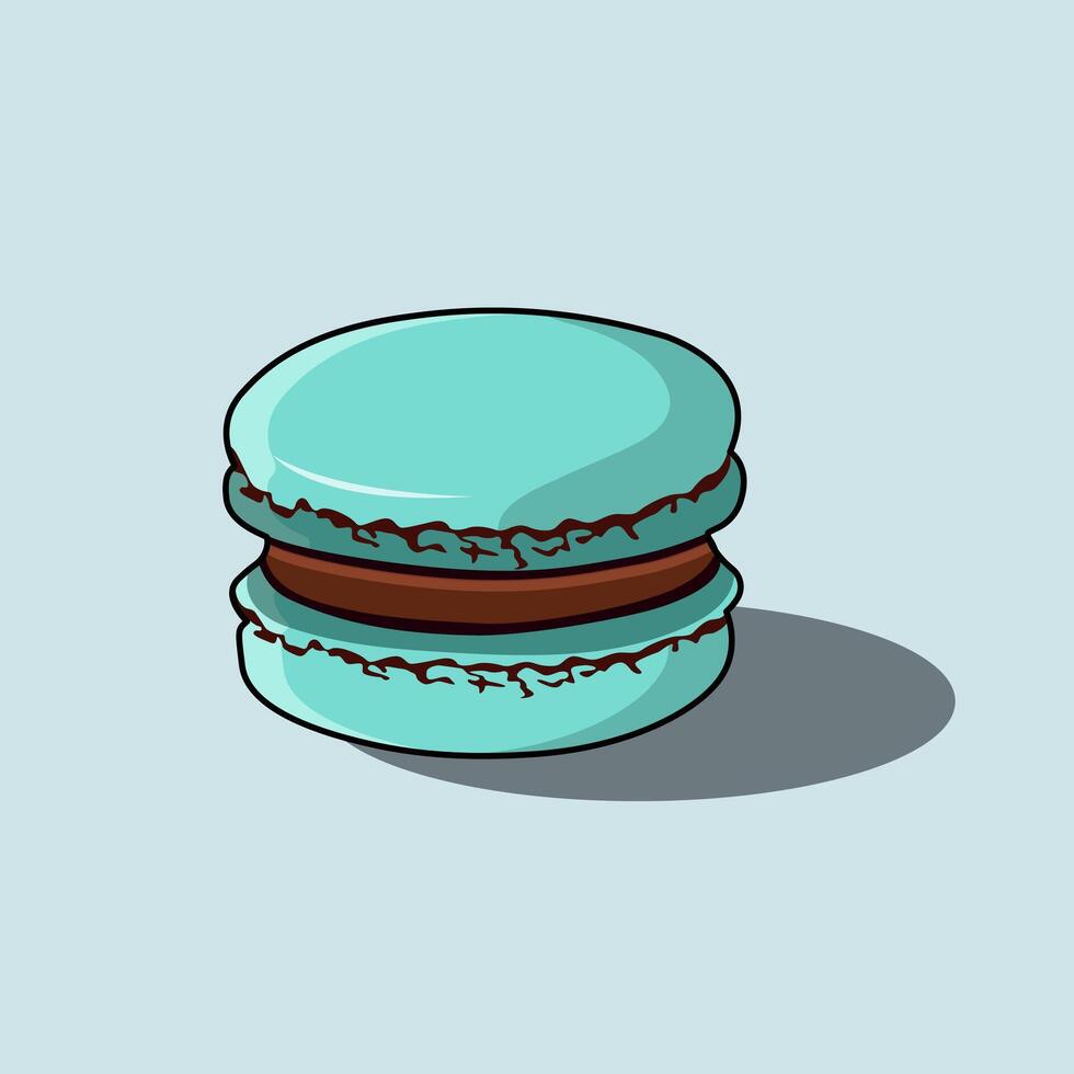 A Sweet Blue Macaron Or Macaroon Soft Glossy Finish Chocolate Cream Filling Illustration vector