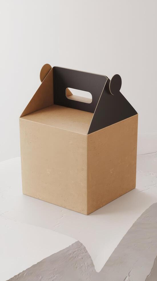 A cardboard box with a handle on it photo