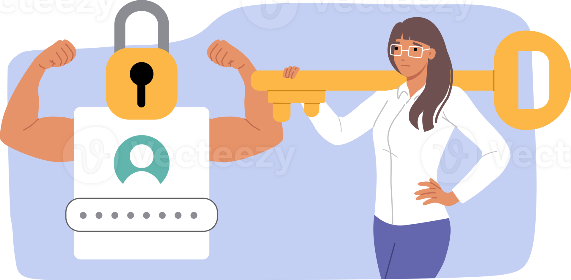 Key to account is in hands of business woman who uses reliable method of protecting data and providing access. Form for authentication when logging into your account using token or password for access png