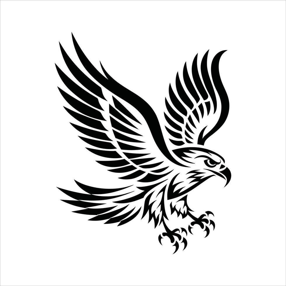 Swift Falcon Symbol, Modern Tribal Bird Graphic vector