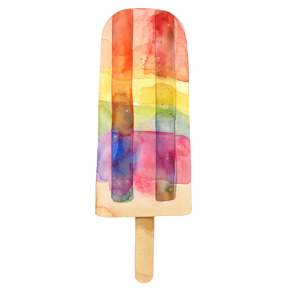 Watercolor colorful assortment of cold summer fruit ice cream clip art element illustration png