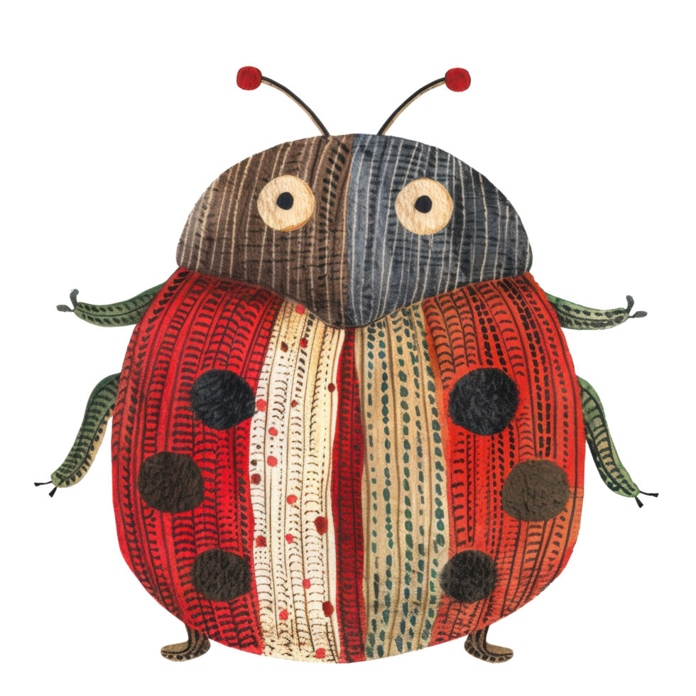 Watercolor cute red and black dot on little ladybug insect and wildlife animal cartoon character clip art element illustration png
