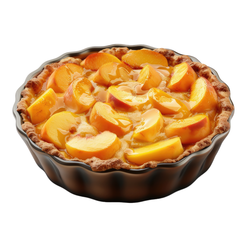 A pie with peach slices on transparent background png