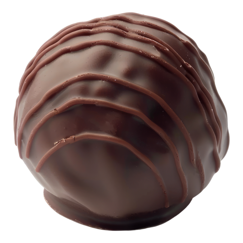 A chocolate ball is shown on transparent background png