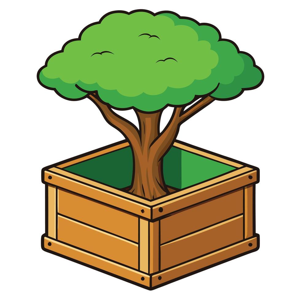 Bonsai tree illustration with leaves and branches in a natural image vector