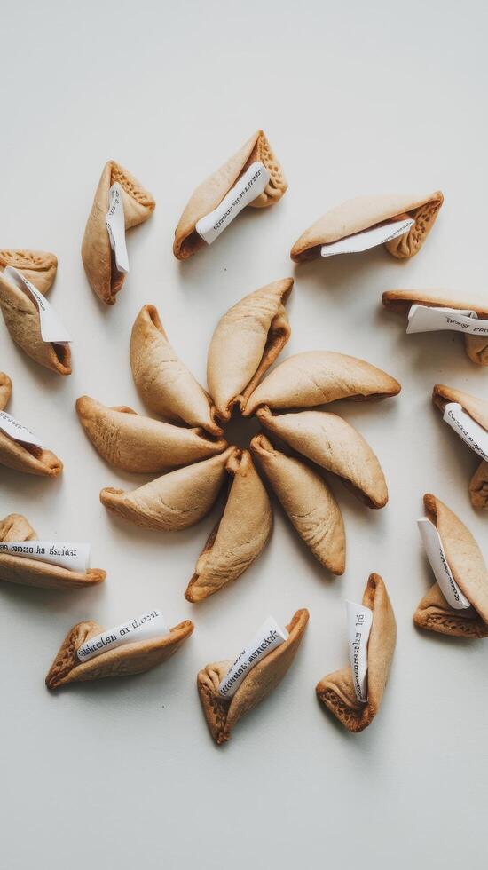 A group of fortune cookies with on white background taken in studio with a 5d mark iii photo