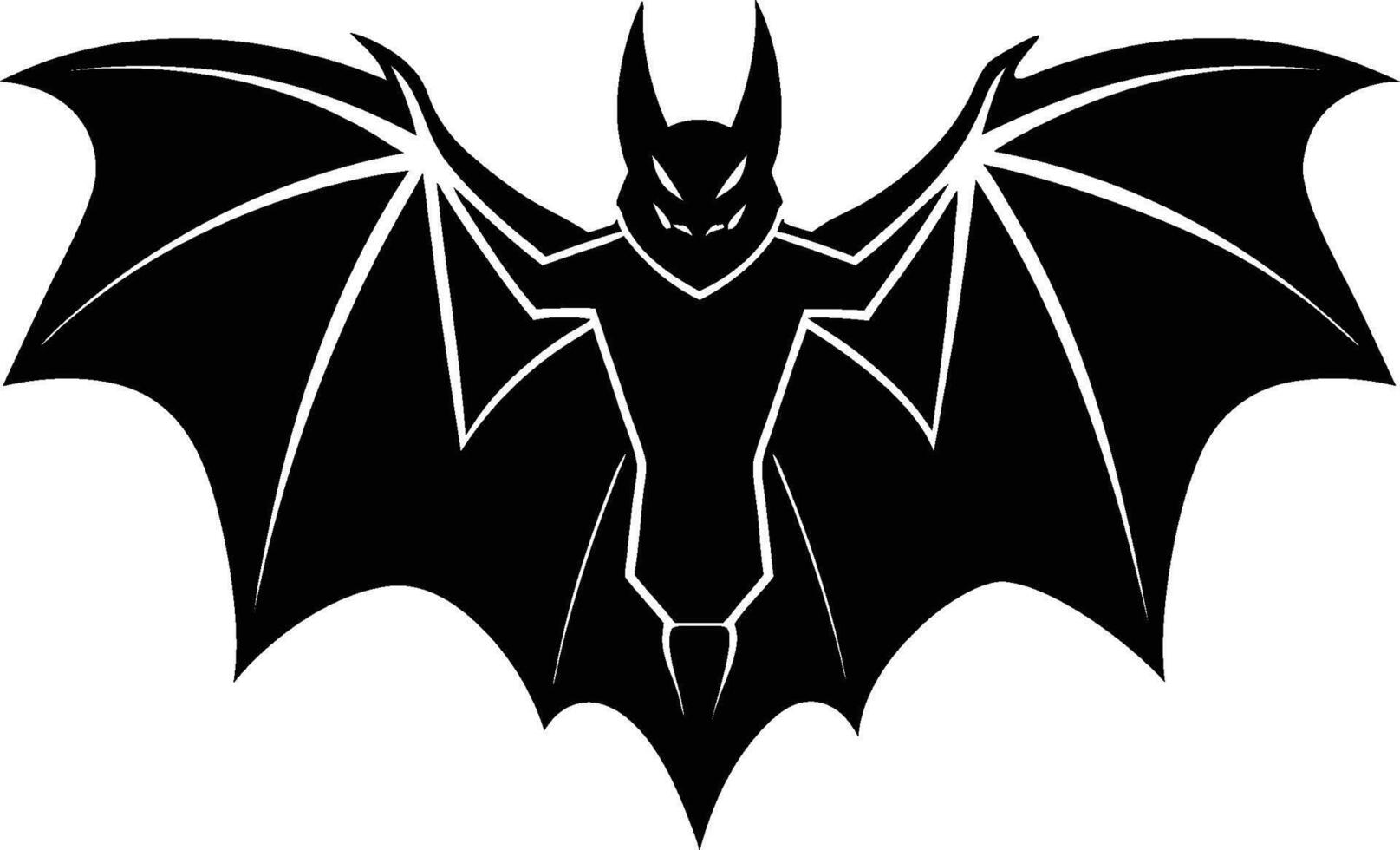Black bat silhouette, comic book style, Gothic design, sharp wings, stylized bat logo, minimalist artwork, high contrast, graphic, Halloween icon vector