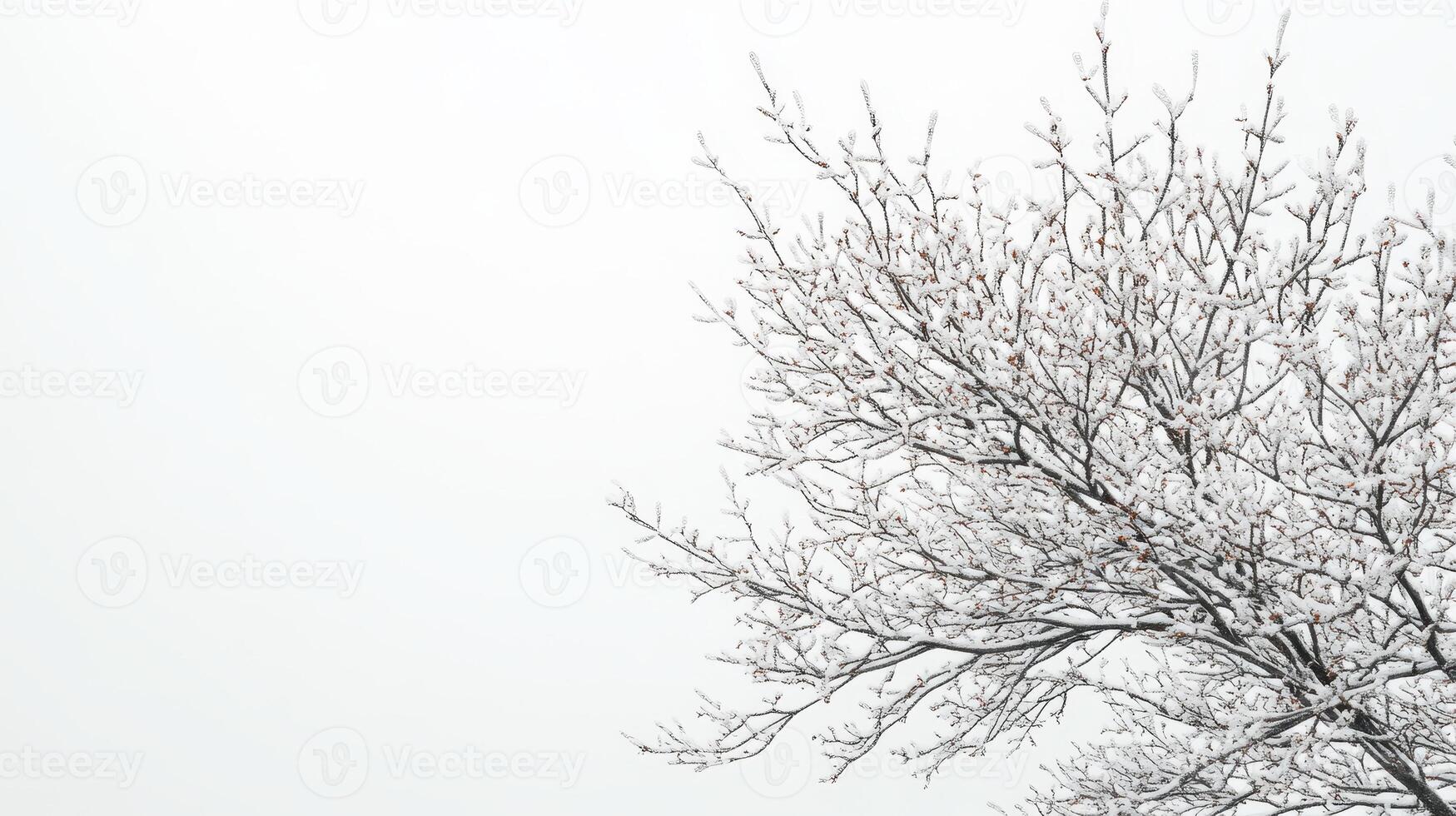 Frosty tree branches, winter sky, minimalist nature scene, website background photo