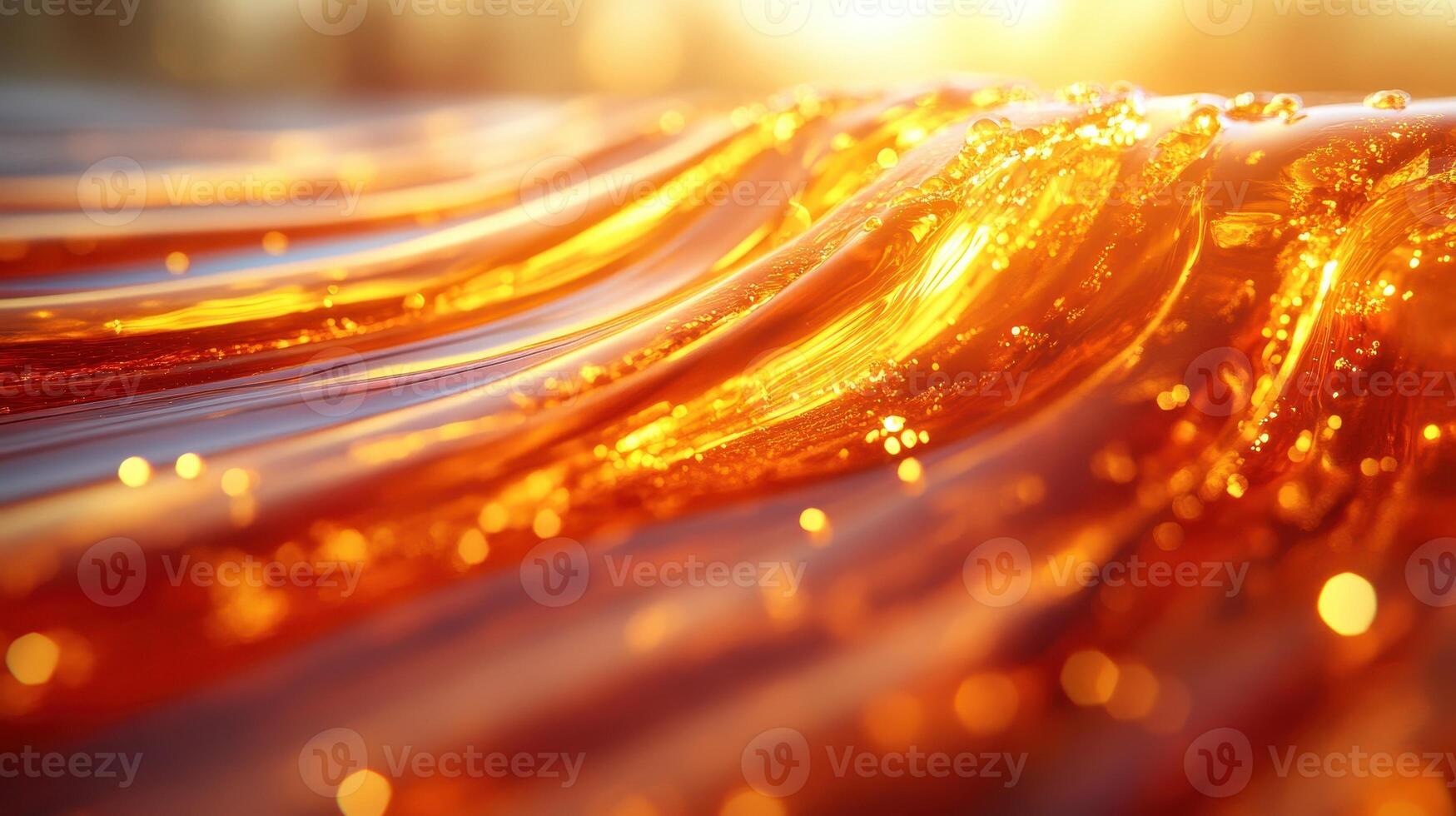 Golden liquid wave, sunset backdrop, drink texture photo