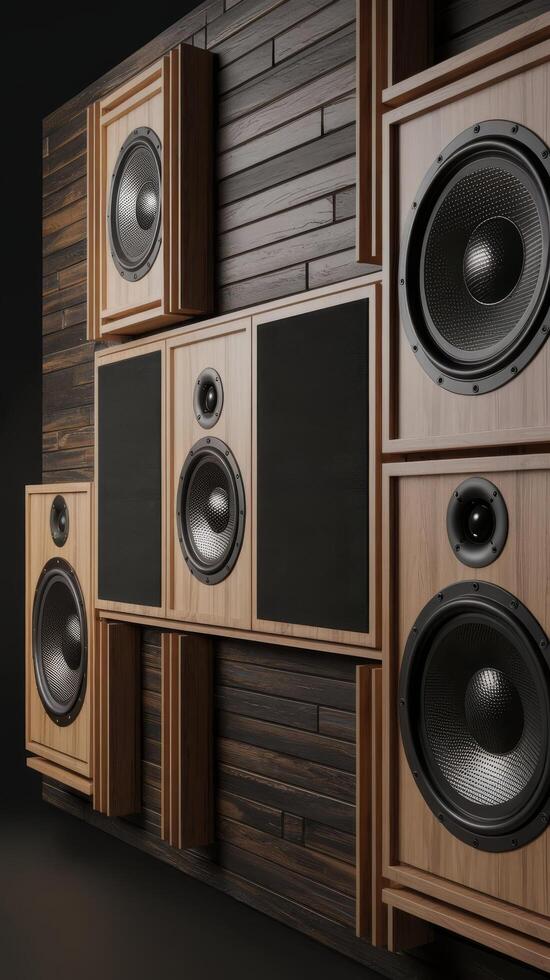 3d rendering audio speaker boxes background photo