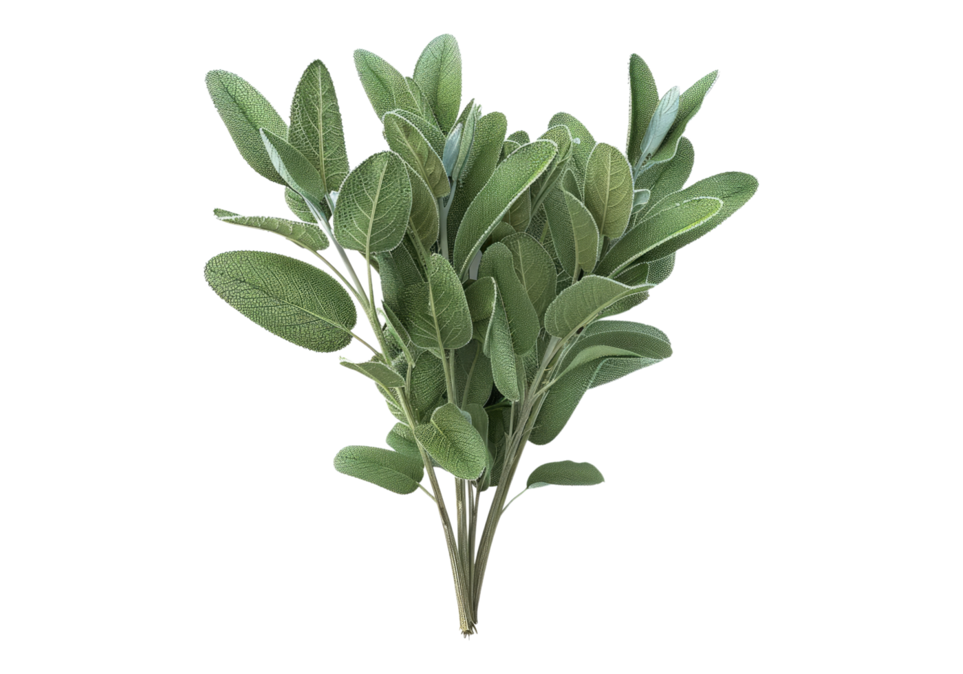 A bunch of sage leaves on transparent background png