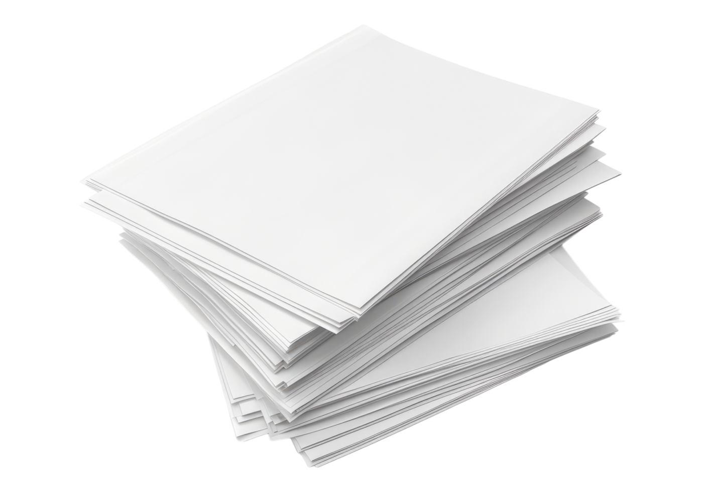 A stack of white paper on transparent background png