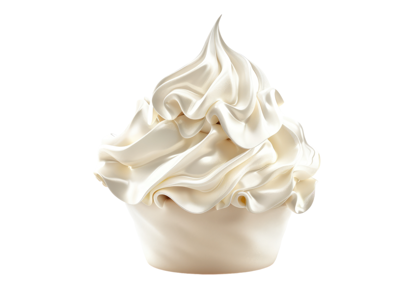 A white cupcake with whipped cream on top png