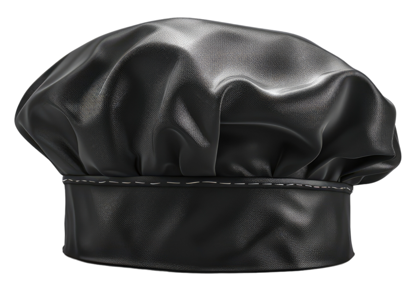 A black chef hat on transparent background png