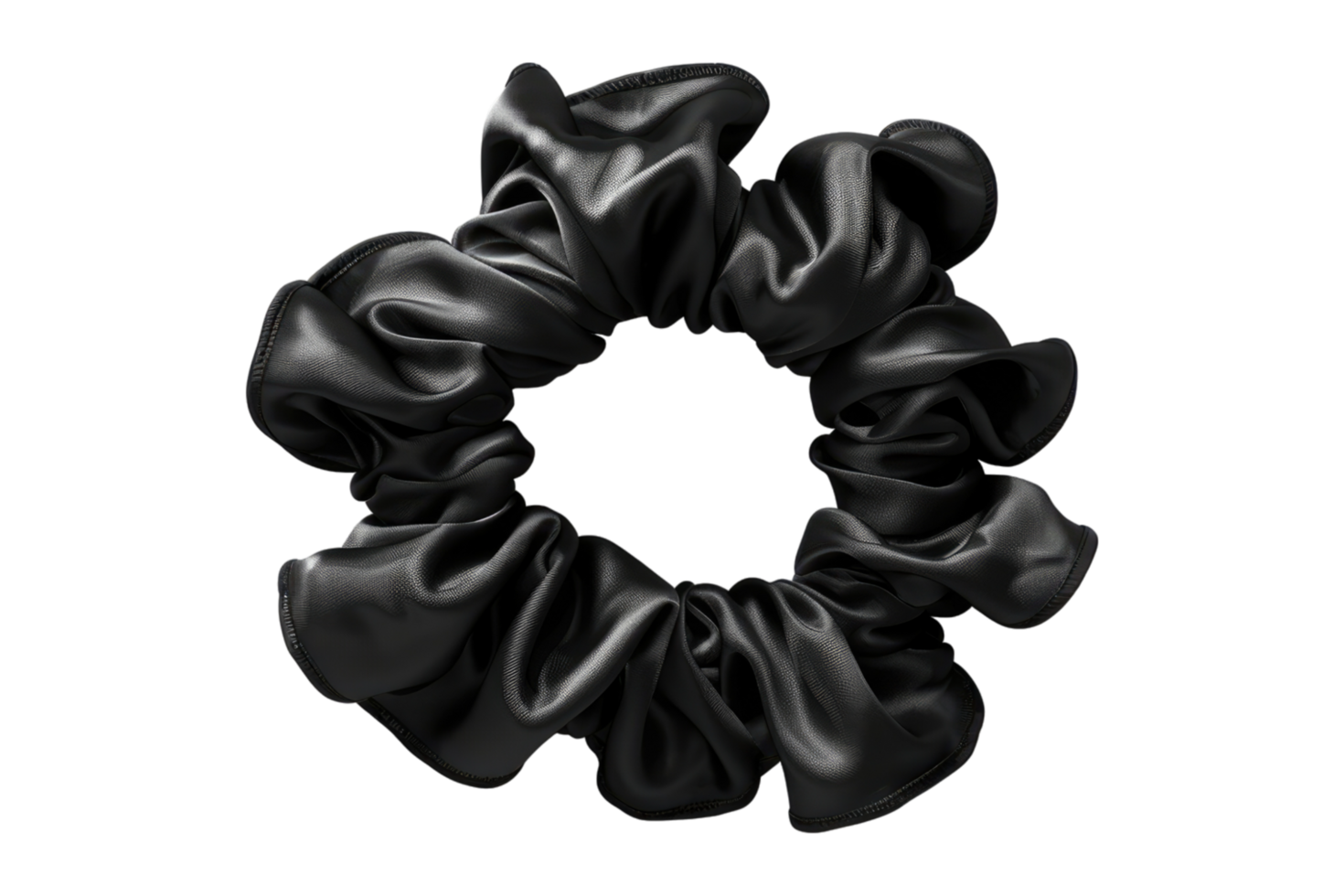 A black hair scrunchy on a transparent background png
