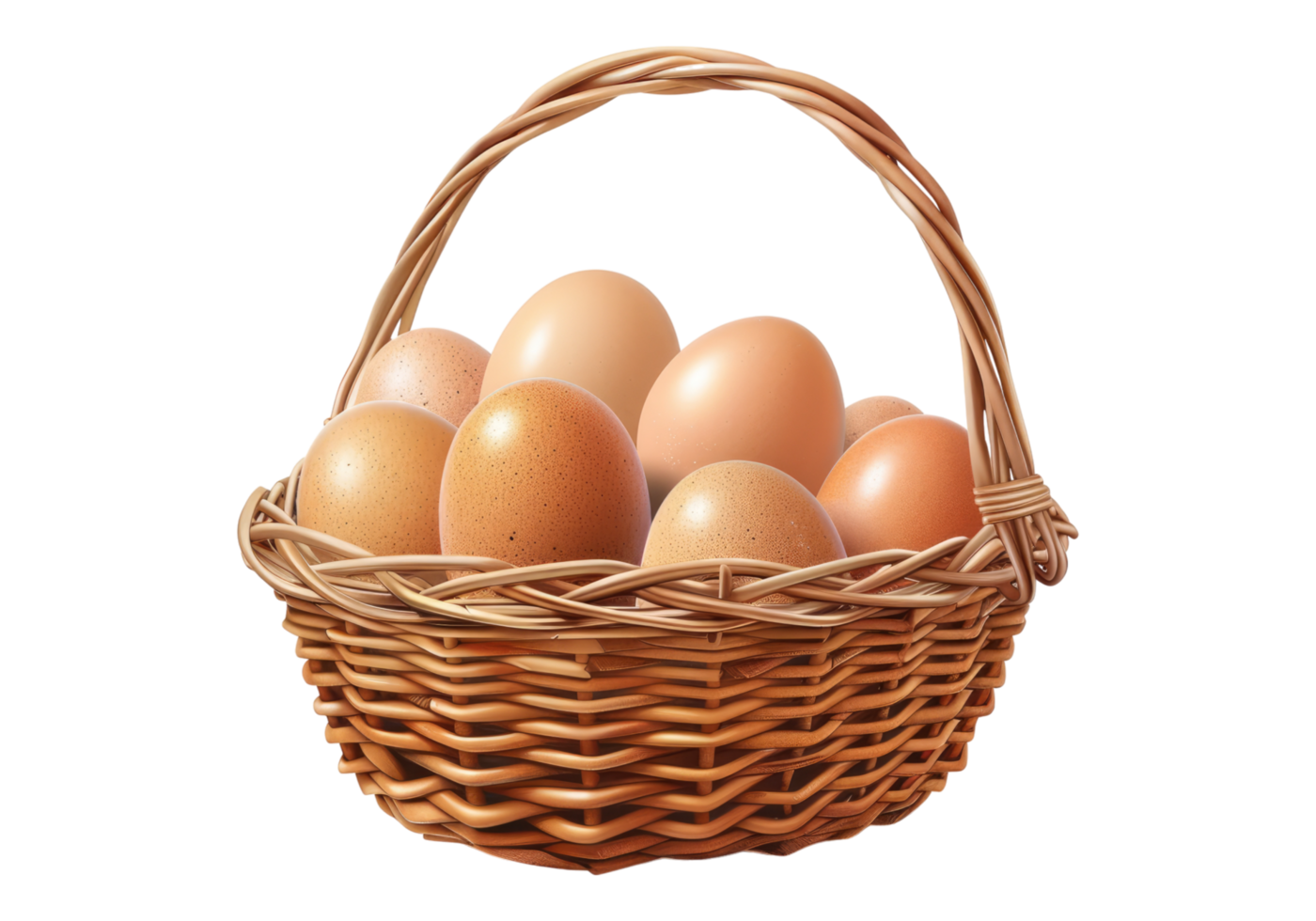 A basket full of eggs on transparent background png