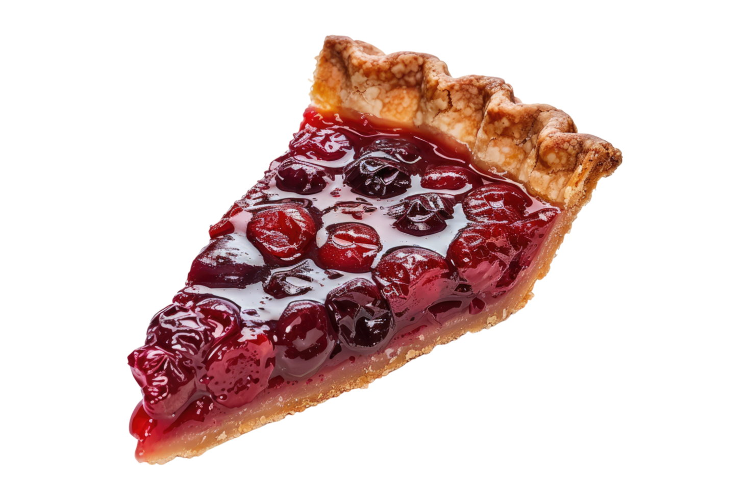 A slice of pie with cranberries on transparent background png
