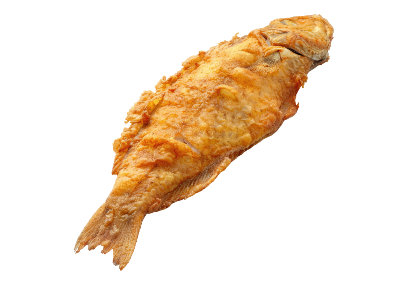 A fried fish on transparent background png