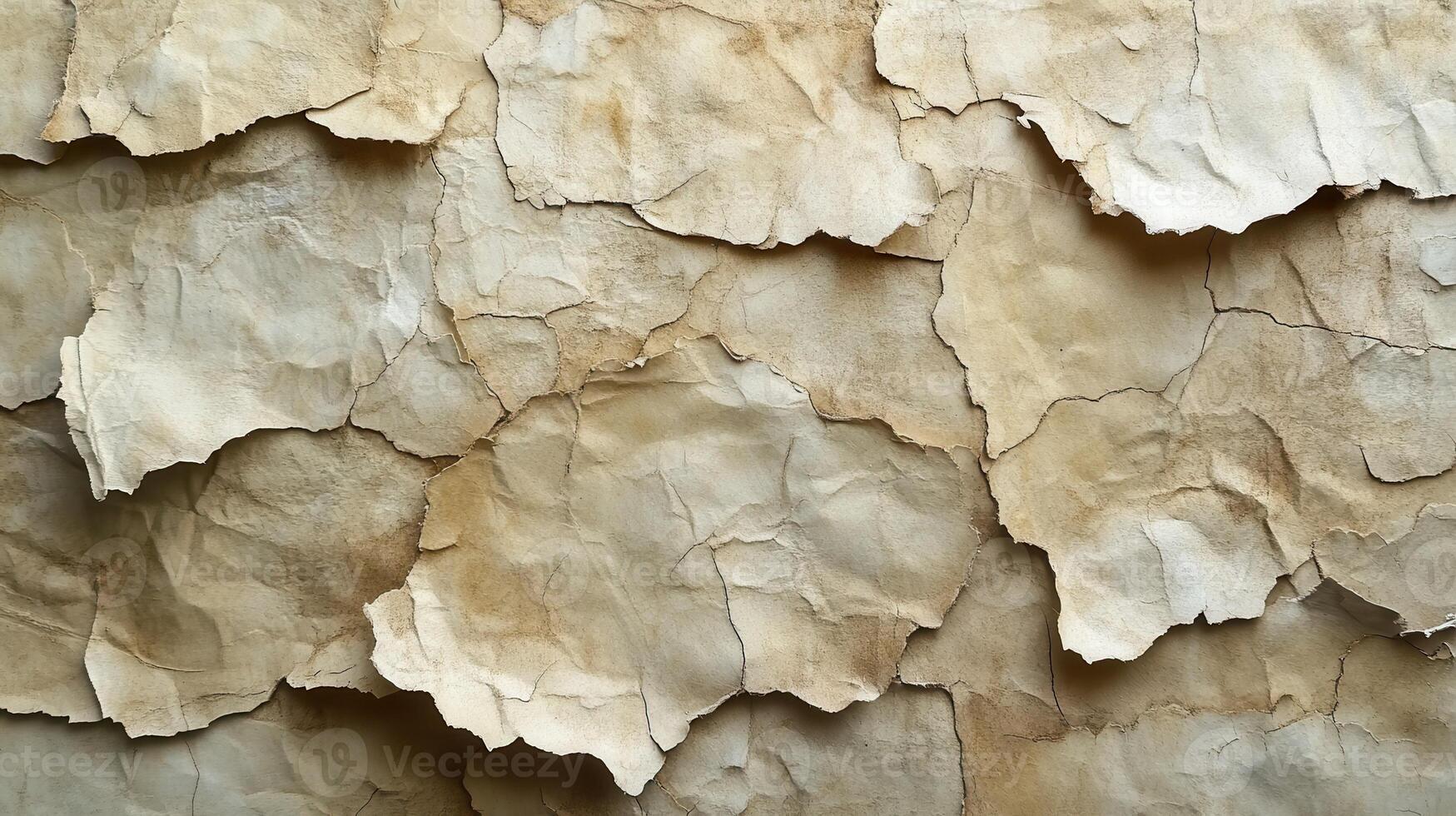 Aged paper texture background, crumpled sheets photo