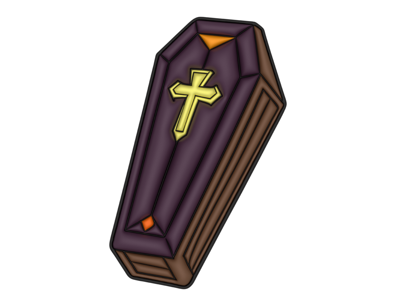 A coffin with a cross on it png