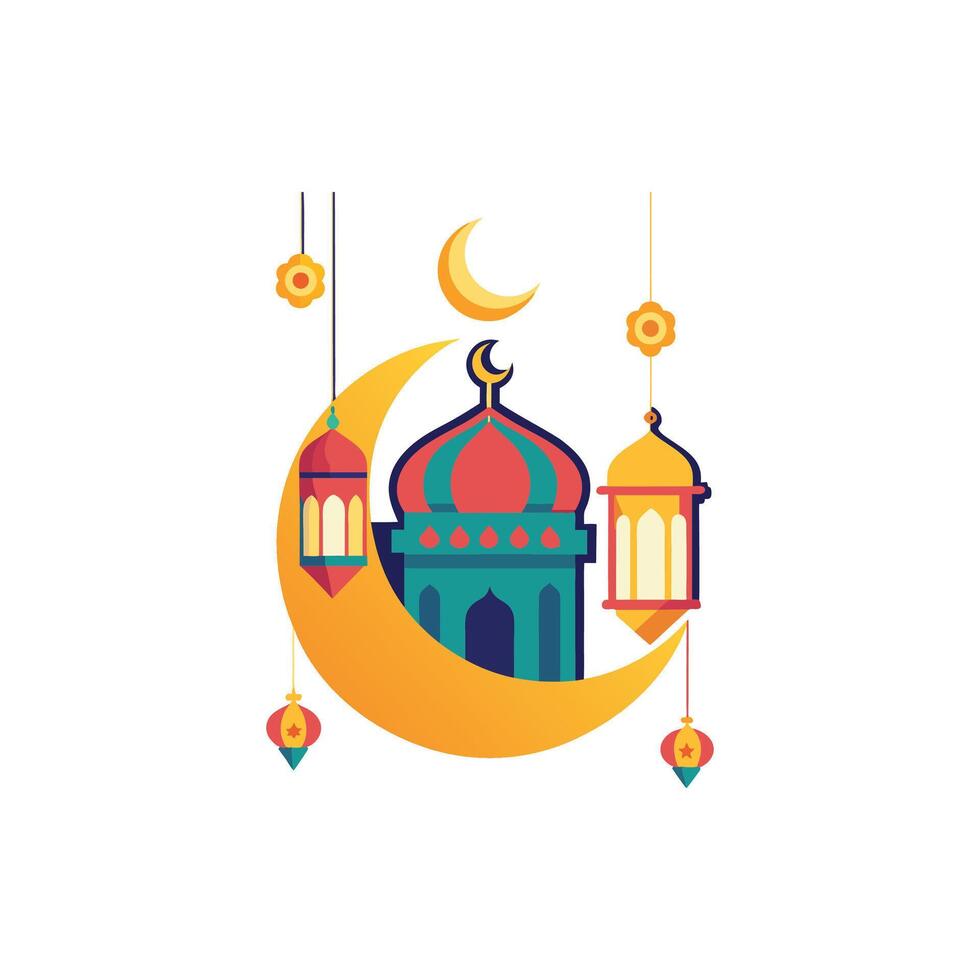 Blissful Eid A Colorful Illustration of Joy and Unity vector