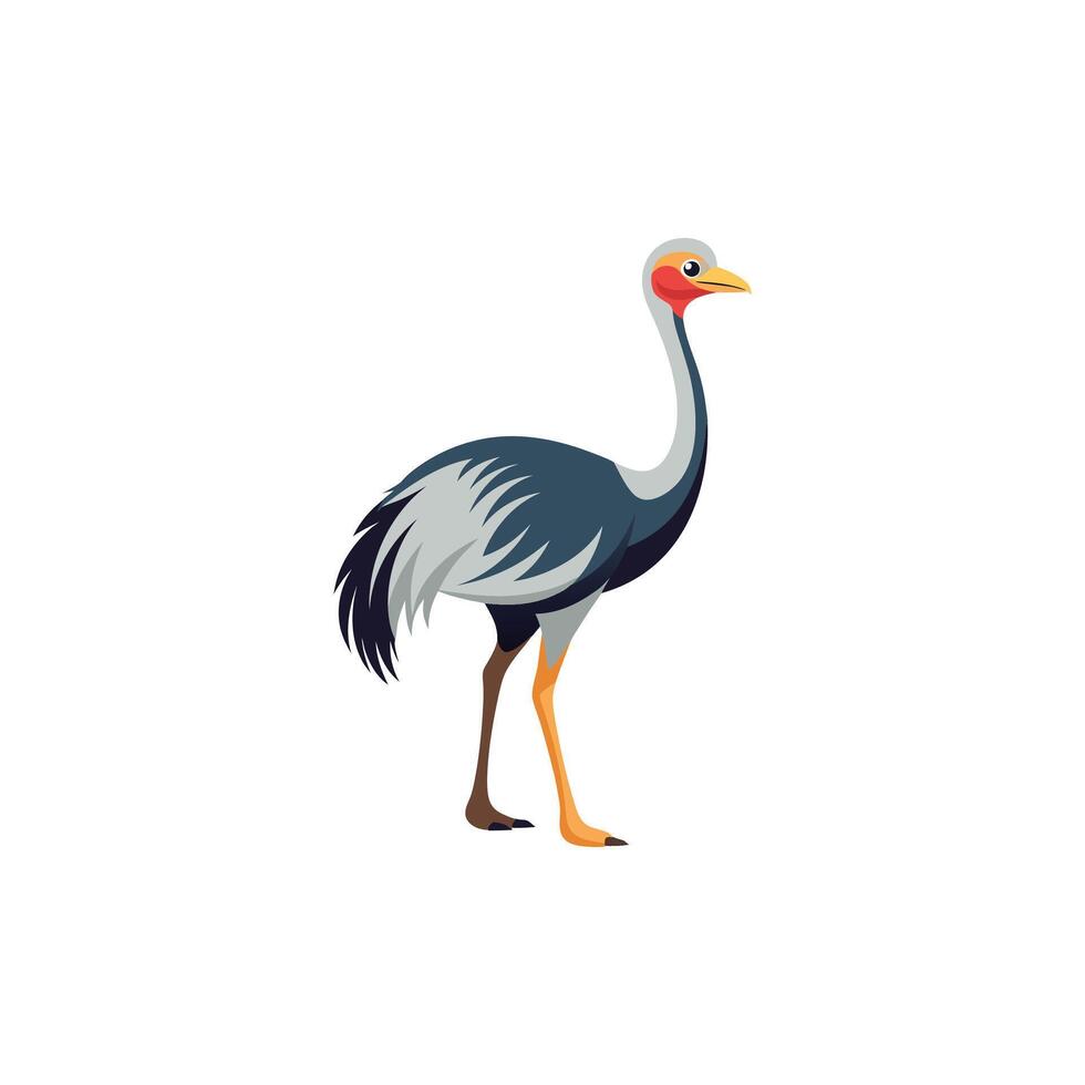 A dynamic ostrich capturing speed and agility. vector