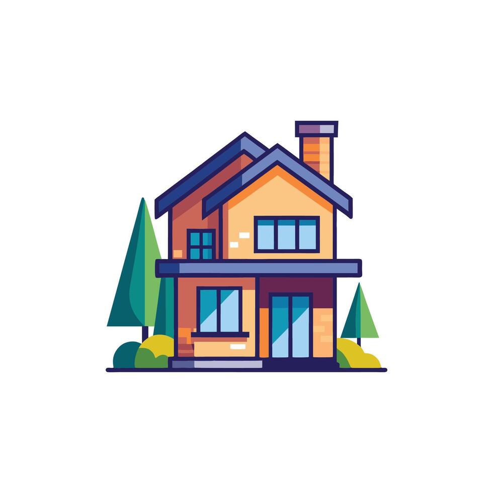 Modern Haven Sleek and Stylish House Illustration Design vector