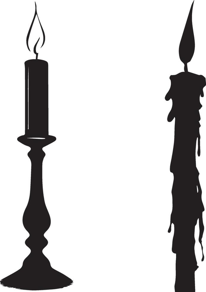 Large Candle light Set black silhouette vector