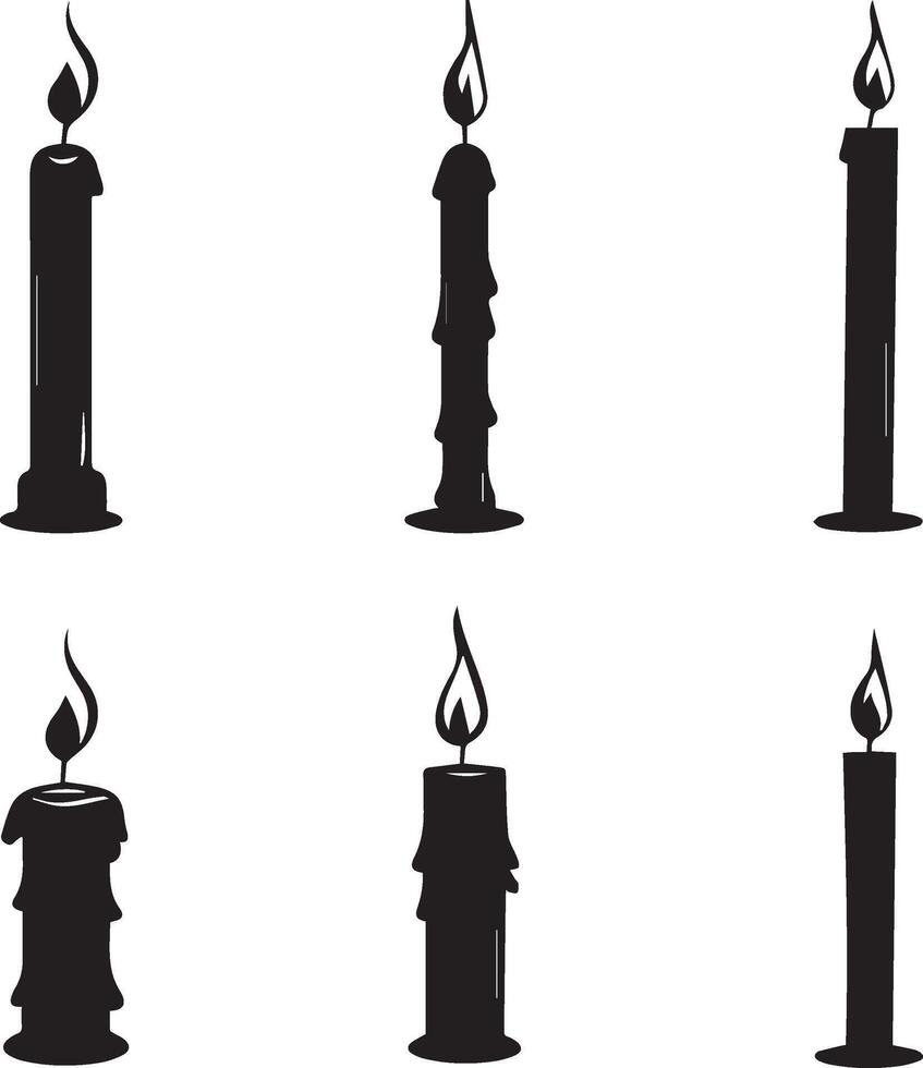 A simple candle light set isolated black and white vector