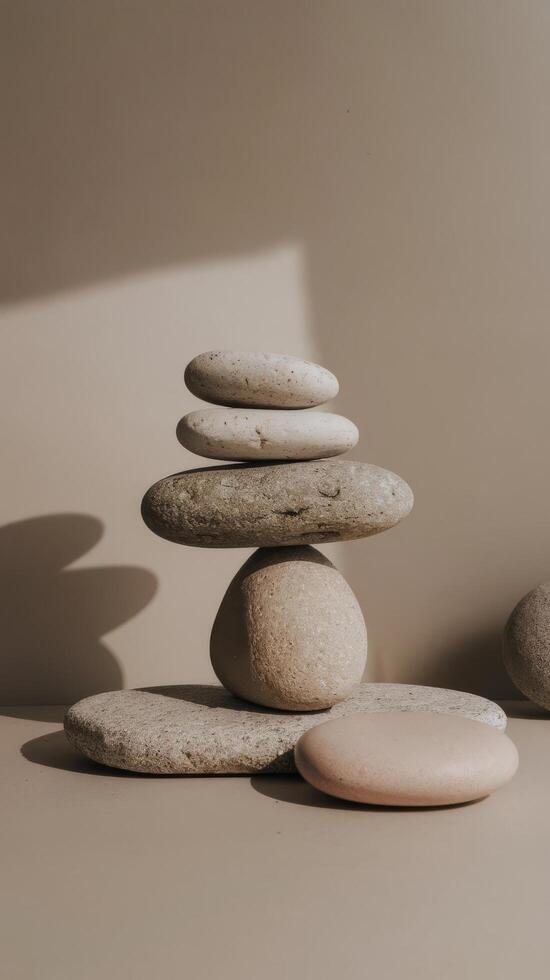 A stack of stones on a table photo